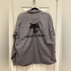 Harley Davidson men’s XL motorcycle touring wolf embroidered button up s…